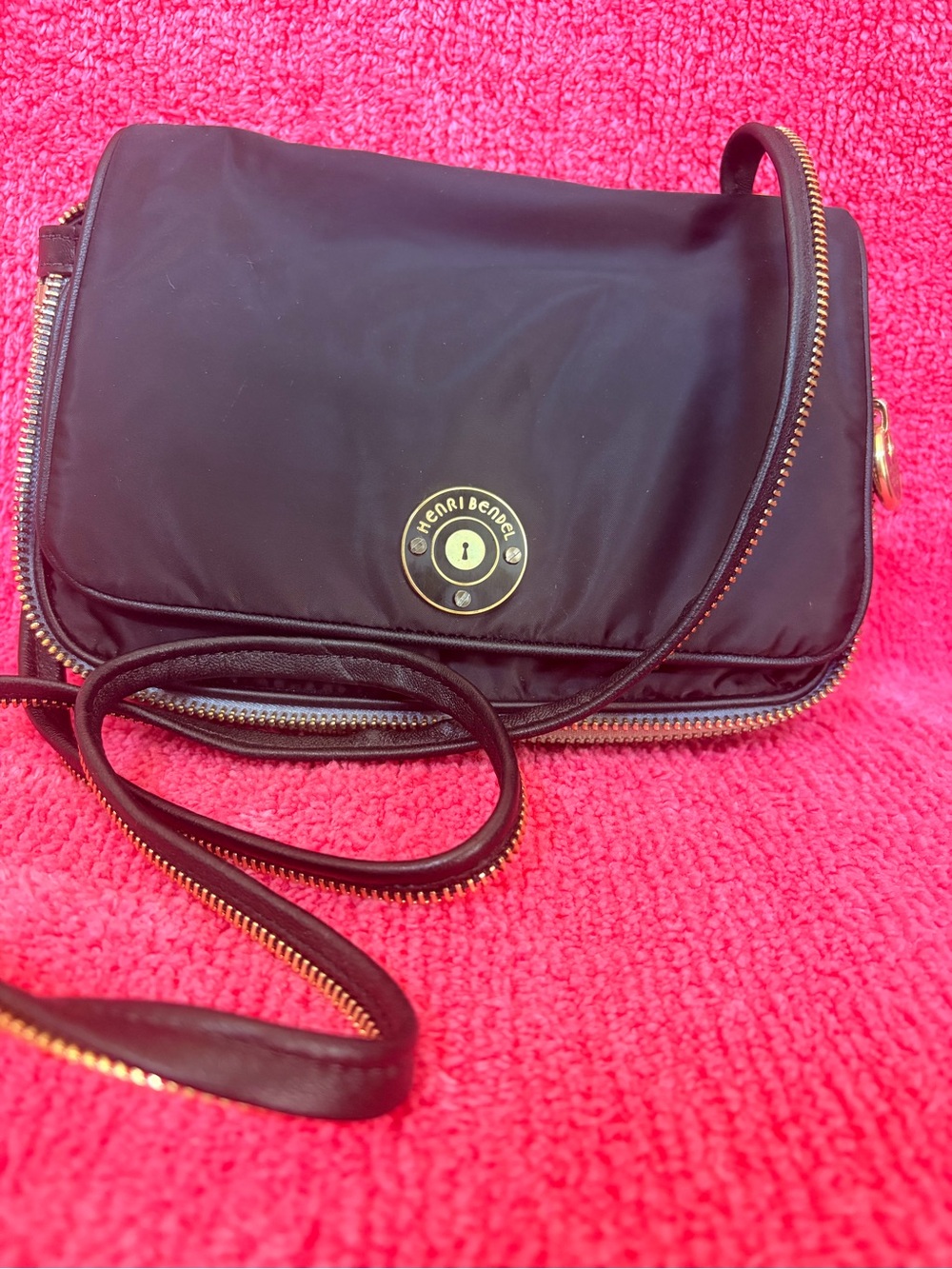 henri bendel Black Crossbody with Gold Hardware